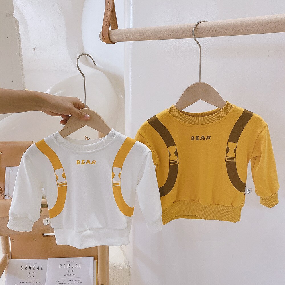 Lente Herfst Baby Jongens Mode Stijl Schattige Beer Afdrukken Lange Mouwen T-shirt