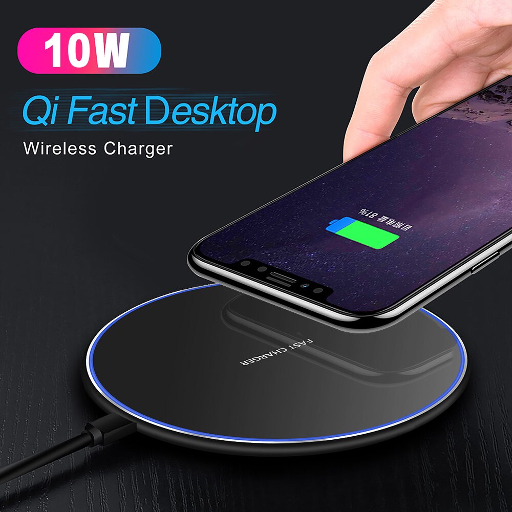Qi Draadloze Oplader Voor Iphone 11 Pro X Xs Max Xr 8 Plus Airpods Pro 10W Snel Opladen Pad voor Samsung S10 S20 S9 Galaxy Note 10