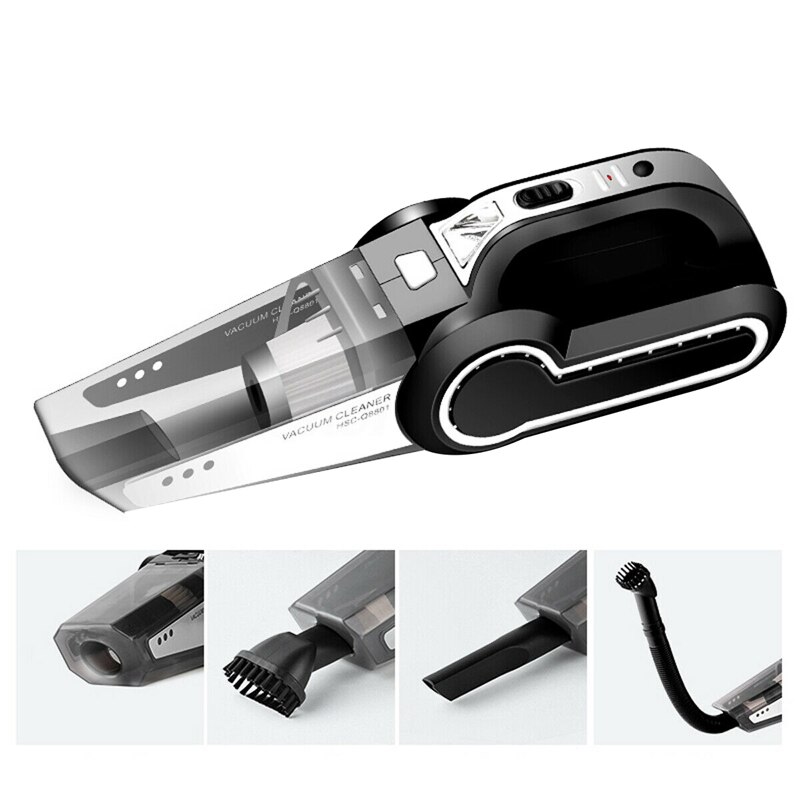 4 in 1 draagbare autostofzuiger met luchtcompressor en led-lampje 120w 4000pa nat- en droogzuiger