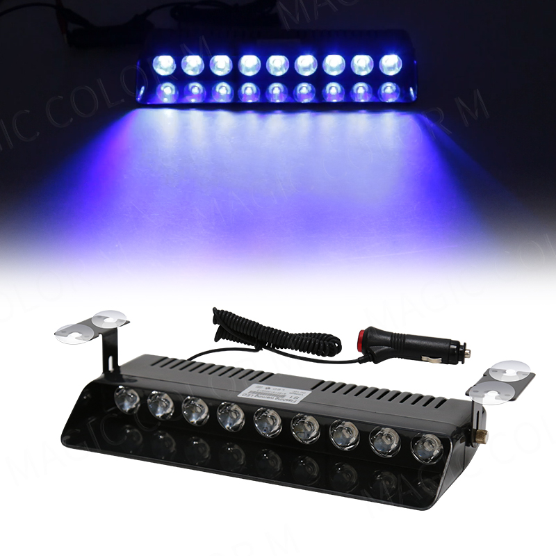 S1 9 luces LED de advertencia para coche, linternas estroboscópicas, indicador de salpicadero de emergencia, 12V, Ultra brillante, rojo, azul, amarillo y blanco: Azul