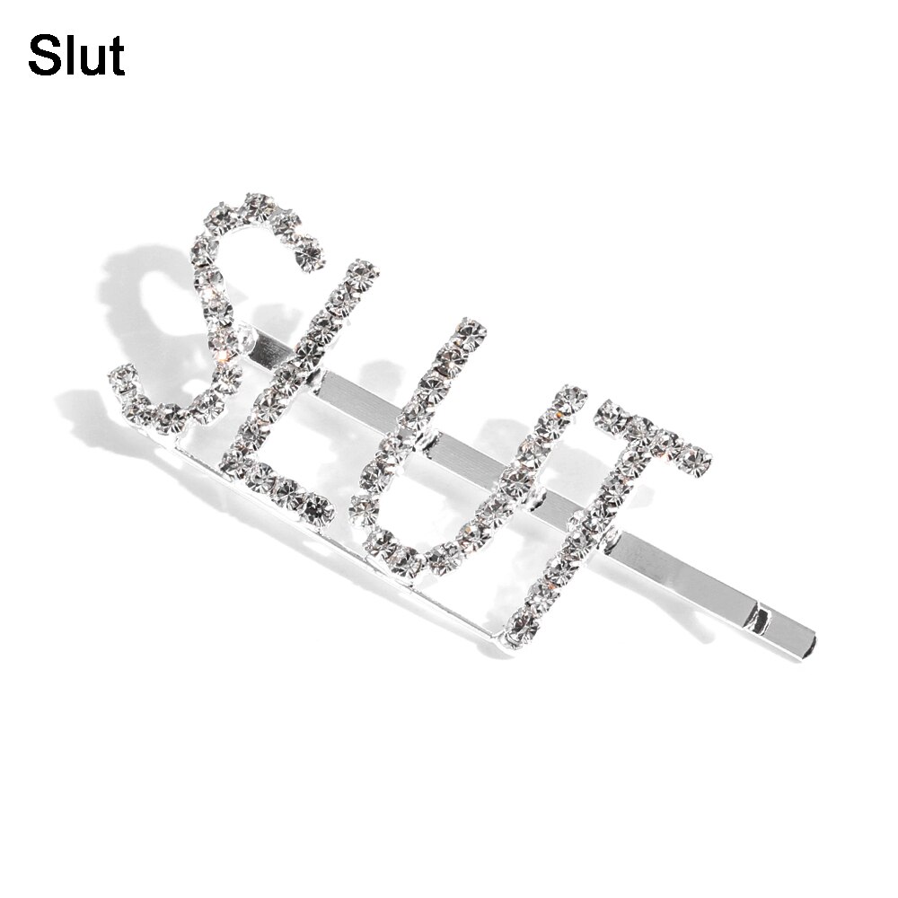 1pc bogstaver rhinestone krystal hårnåle hårspænder hårspænder hårspænde greb nål hårspænde ornament hårtilbehør: Tøs