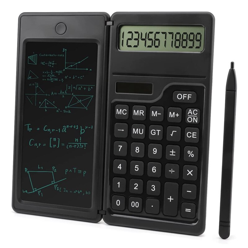 Calculadora Solar de 12 dígitos con tableta de escritura LCD de 6 pulgadas, calculadora de escritorio plegable silenciosa (para zurdos)