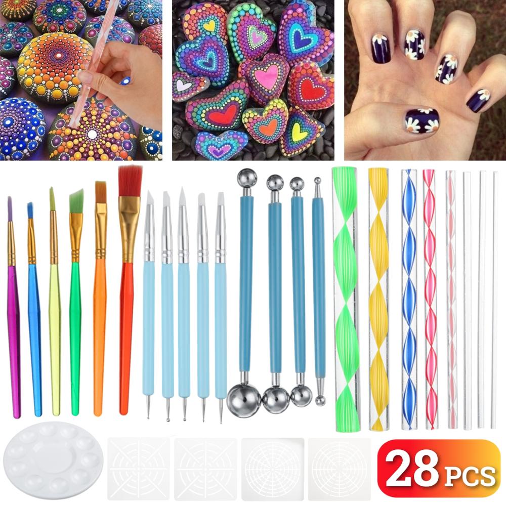 40Pcs Diy Puntjes Staven S Pennen Mandala Schilderen Puntjes Gereedschap Hout Rotsen Art Craft Tekening Nail Art Craft Decoratie handwerk