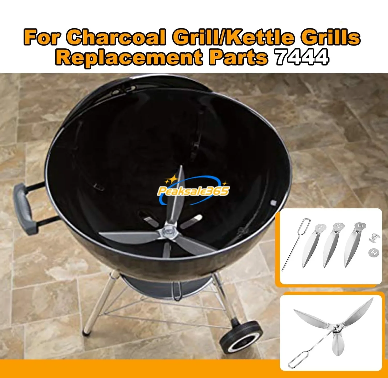 18-1/2- tommer grill one-touch rengøringssystem sæt 47 cm til weber 90992 3618 7443 307443 307408 90719 kulgrill/kedel 7444