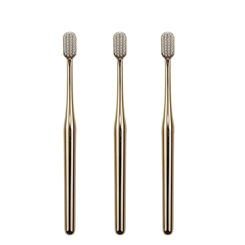 Brosse à dents douce de luxe pour hommes et femmes, brosses dentaires pour adultes, or, argent, indépendant, brosses à dents douces, directe: Black