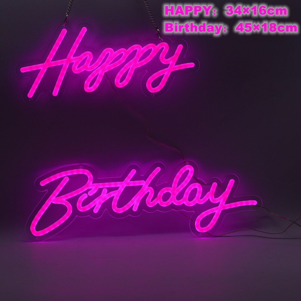 Letreros de neón Led de feliz cumpleaños, mejor novia, bebé, Mr Mrs, luces para , Bar, Club, decoración de pared de la habitación del hogar, letrero de neón LED colgante,: Rojo / 6 W