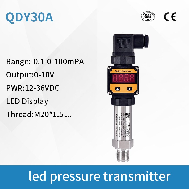 Water Pressure Transmitter with digital display 0-10v output signal Piezoresistive Air Fuel oil Water Pressure Sensor