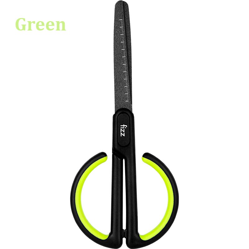 Fizz Anti-Stick With Scale Scissors Household Office School Antirust Hand Shear For DIY, Tape,Paper Shears Crop Tool 6 Colors: Green