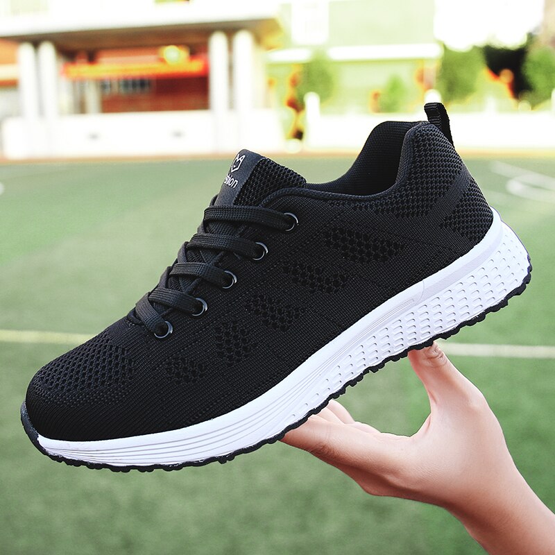 Tenis Feminino damskie buty do tenisa oddychająca siatka powietrzna sportowe trampki damskie lekkie elastyczne trenerzy Chaussures Femme: Black / 9