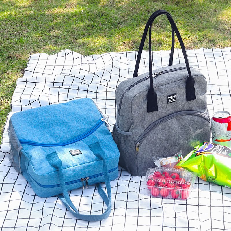 Geïsoleerde lunchtas dames heren oxford lunchtas thermische grote capaciteit picknick voedselbox tas handtassen