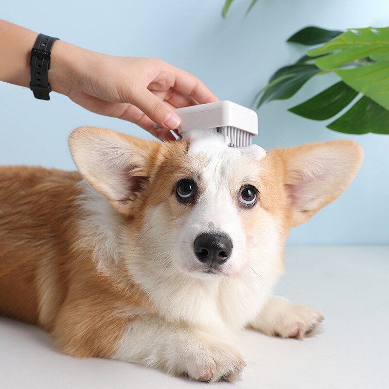 Hond Bad Borstel Kam Siliconen Spa Shampoo Massage Borstel Douche Ontharing Kam Voor Honden Katten Cleaning Grooming Tool: Light Grey
