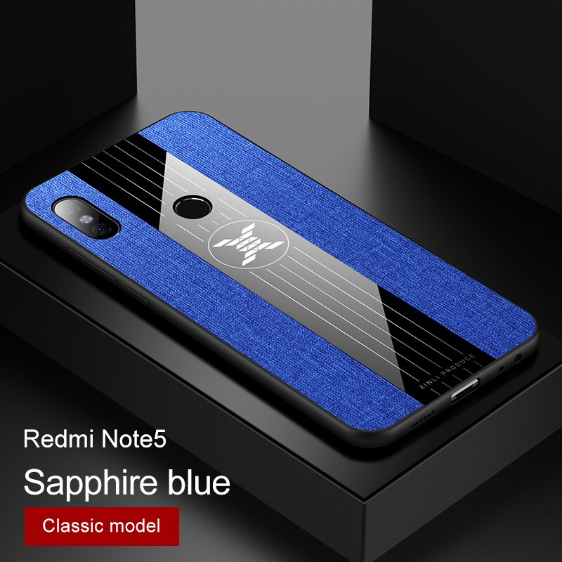 For Xiaomi Redmi Note 5 Pro Case Matte Cloth Glossy Cover For Xiomi Xiaomi Redmi 5 Plus Shockproof Phone Case with Ring Holder: Redmi Note 5 Pro / Blue No Ring