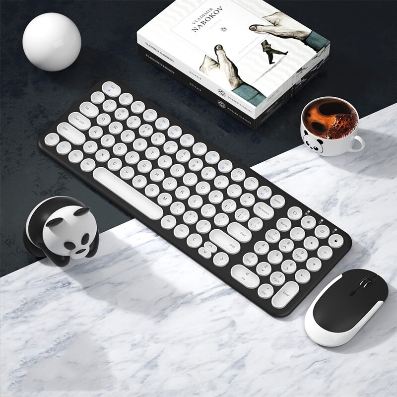 2.4G Wireless Rechargeable Gaming Keyboard And Mouse Keyboard Gaming Mouse For Macbook PC Gamer Computer Laptop Keyboard: Panda Set