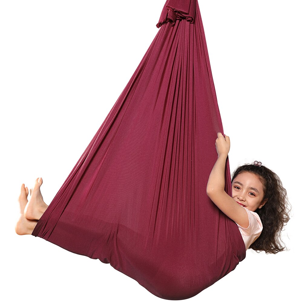 Kids Katoen Swing Hangmat Voor Autisme Adhd Voeg Therapie Cuddle Up 50Kg Zintuiglijke Kind Therapie Elastische Pakket Steady Seat swing: Red Wine