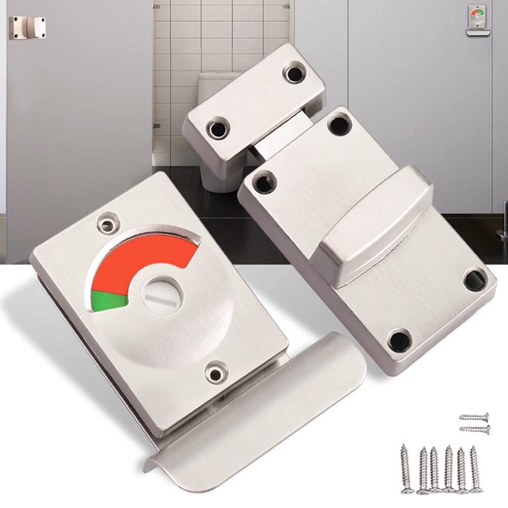 Occupied Indicator Door Lock Public Toilet Dressing Room WC Hardware Latch For Bathroom Vacant Engaged Deadbolt Stainless Steel