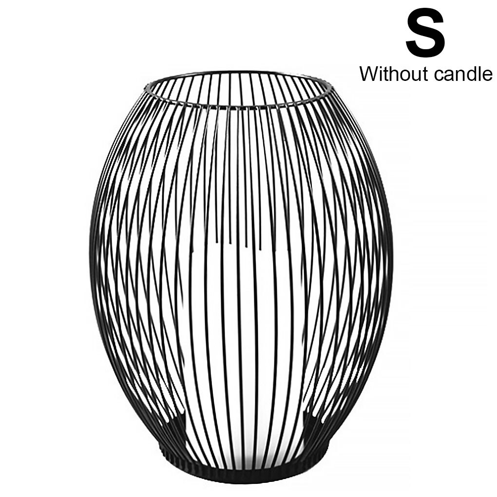 Black Lantern Candlestick Retro Metal Iron Lighting Cage Candle Holder Ornament Candlestick for Party Home Decor: S