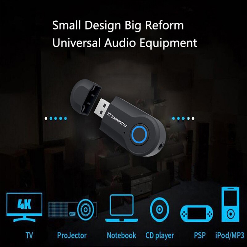 Adaptador de Audio Bluetooth para coche, transmisor de Audio FM Bluetooth para ordenador de TV, transmisor BT, adaptador de TV alimentado por USB