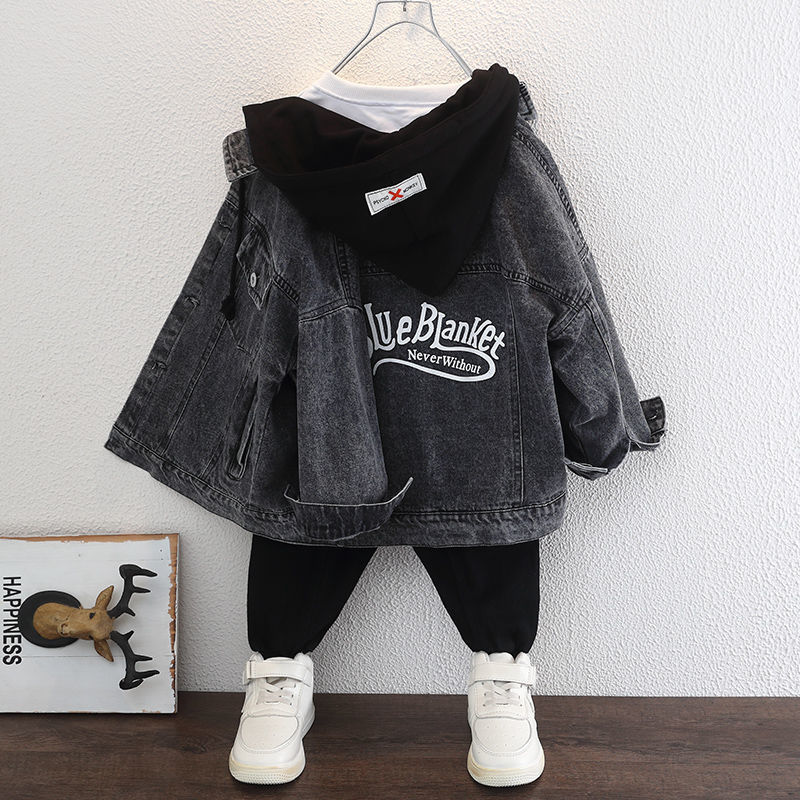 Boy Denim Jackets kids jeans coat Children hooded Outerwear clothing Spring Autumn boy hooded sport Clothes For 3-12T kids