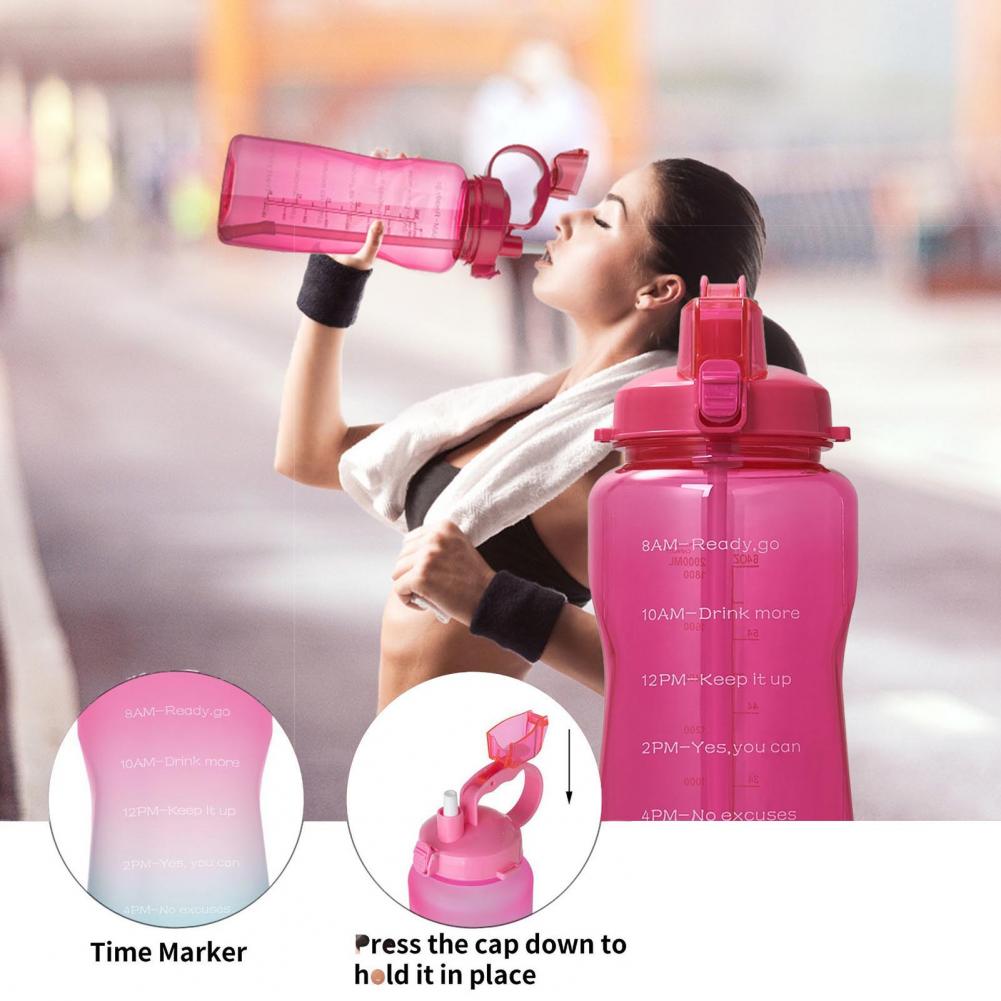 Tirtan 2L Stylish Outdoor Water Bottle Tasteless Kettle Time Marker for Fitness