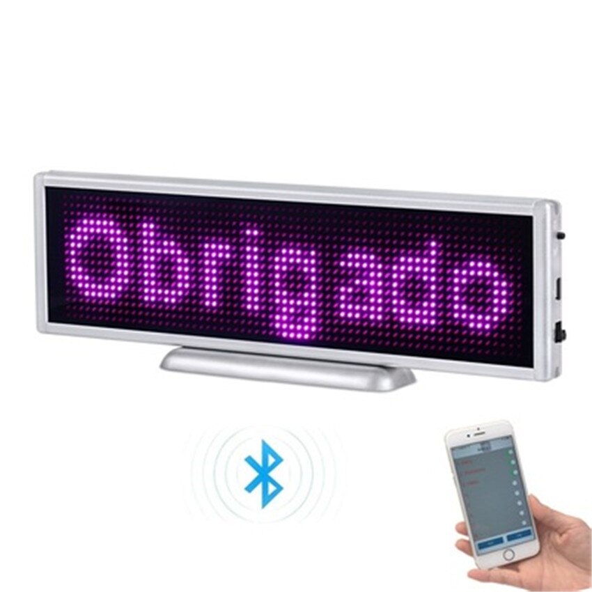 Indendørs  p3 16 * 64 pixel genopladeligt led fast-mobil besked led display panel og belyst skilt med app bluetooth funktion: Lyserød