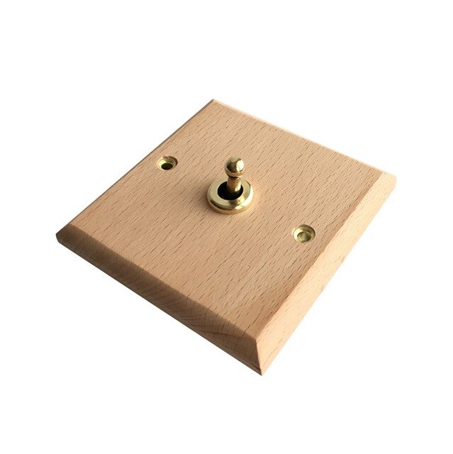 Wall Lights Switch Hand Made Retro Switch 10A 110V-250V Maple/Walnut Wood Panel Brass Lever 1 GANG/ 2 GANG Wall Switch: Burlywood 1