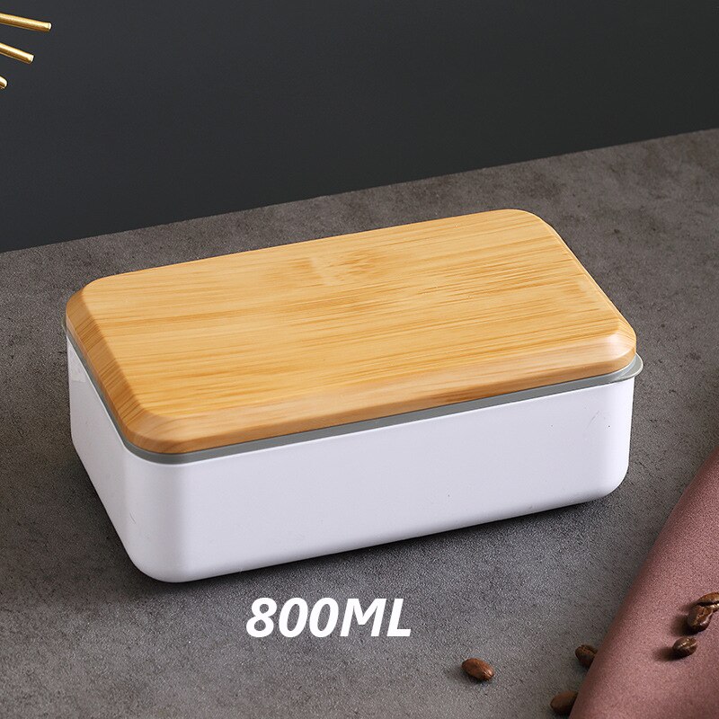 Bento Lunchbox Voedsel Opslag Containers Lunchbox Voor Kid Japanse Snack Lunchbox Magnetron Servies Keuken Maaltijd Prep Picknick: WHITE  800ML