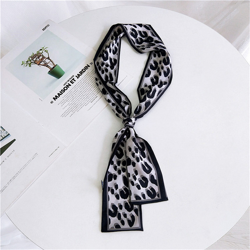 Leopard print håndtag taske bånd mærke foulard femme lille silke bandana til kvinder hoved tørklæde lange tynde tørklæder: 9