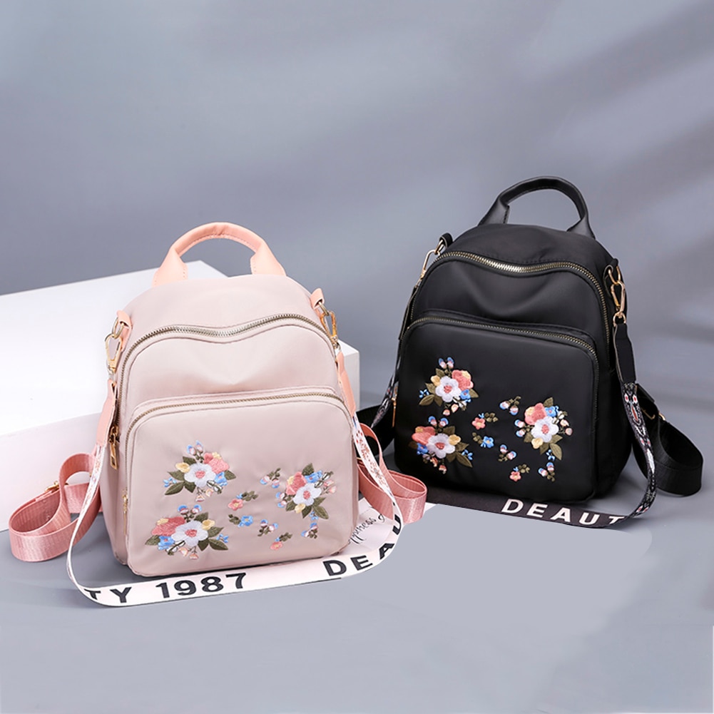 Oxford Tuch Stickerei Frauen Schulter Rucksack retro Blume Gedruckt Multi Reißverschluss Pack lässig Mädchen Schüler Schule Tasche