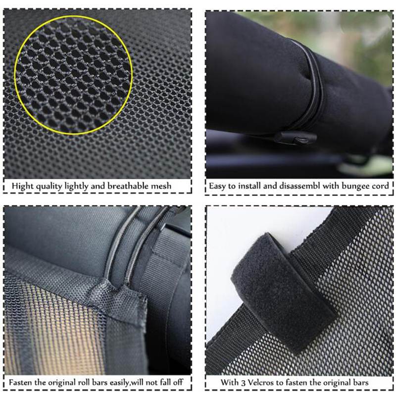 110Cm X 70Cm X 0.5Mm Auto Zonnescherm Volledige Mesh Top Cover Anti Uv Bescherming Voor Jeep voor Wrangler Jk 4 Deur Zwarte Auto Covers