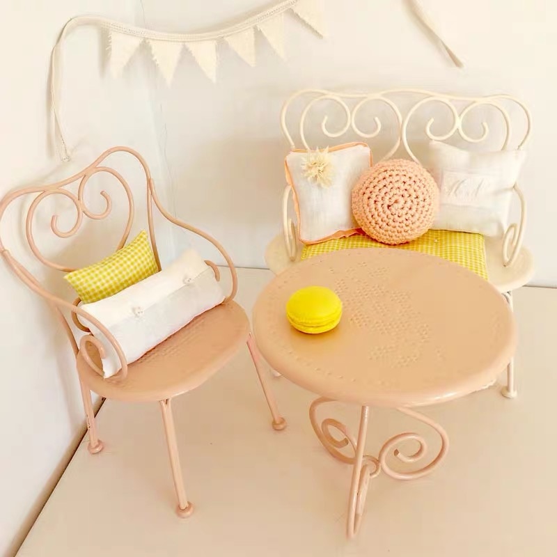 2020 New style metal coffee table doll bjd kitchen table chair furniture children's house toy accessories