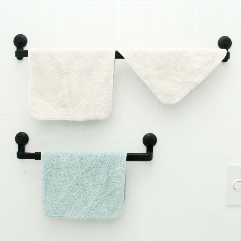 Klx aluminiumslegering sugekop håndklædeholder badeværelse håndklædehænger køkken opbevaring hylde hulfri maling hylde justerbar 52-82cm