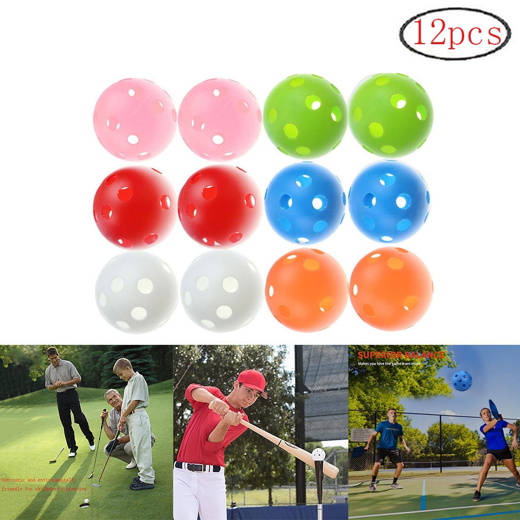 12 stk 45mm golf træningskugler plast luftstrøm hule med hul golfbolde udendørs golf øvelse bolde golf tilbehør