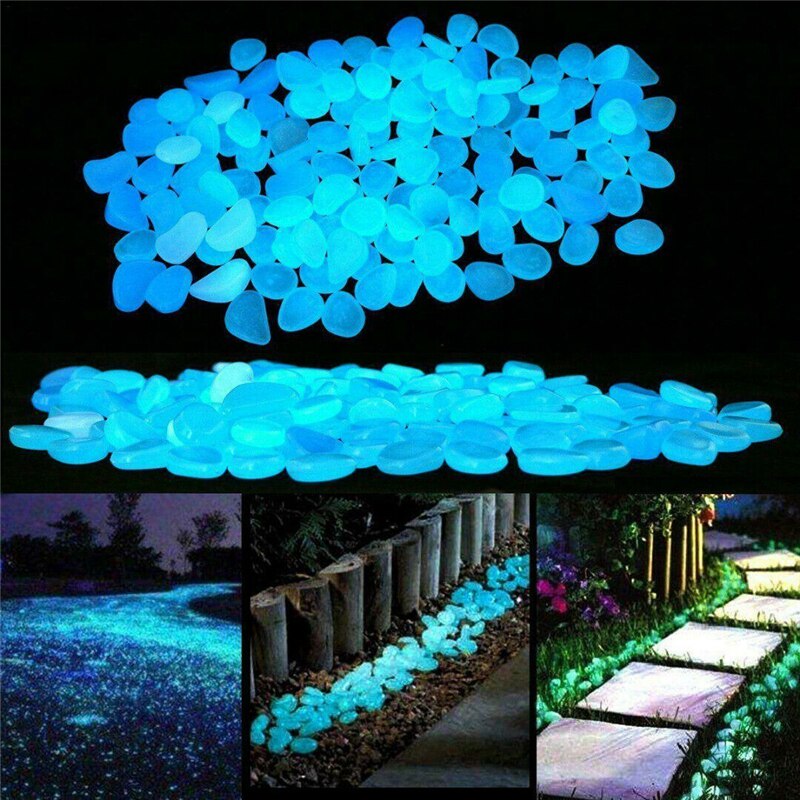 100 Stks/partij Tuin Decor Lichtgevende Stenen Glow In Dark Decoratieve Steentjes Outdoor Loopbruggen Aquarium Decoratie Pebble Rotsen