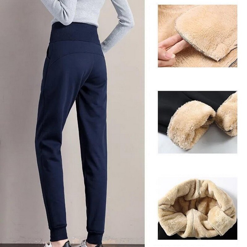 Dünne Frauen Schlauch Winter Lammfell Kaschmir Hosen Warme Weibliche lässig Hosen Harem Hosen Gefüttert Vlies Hosen Herbst Jogginghose