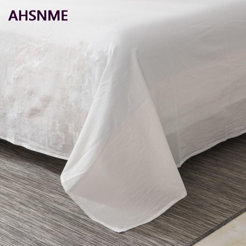 Ahsnme 100% Katoenen Lakens Speciale Rimpel Ambachtelijke Super Zacht Zuiver Wit Cool Zomer Eenvoudige Platte Lakens 160x24 0/240x25 0/245x270cm