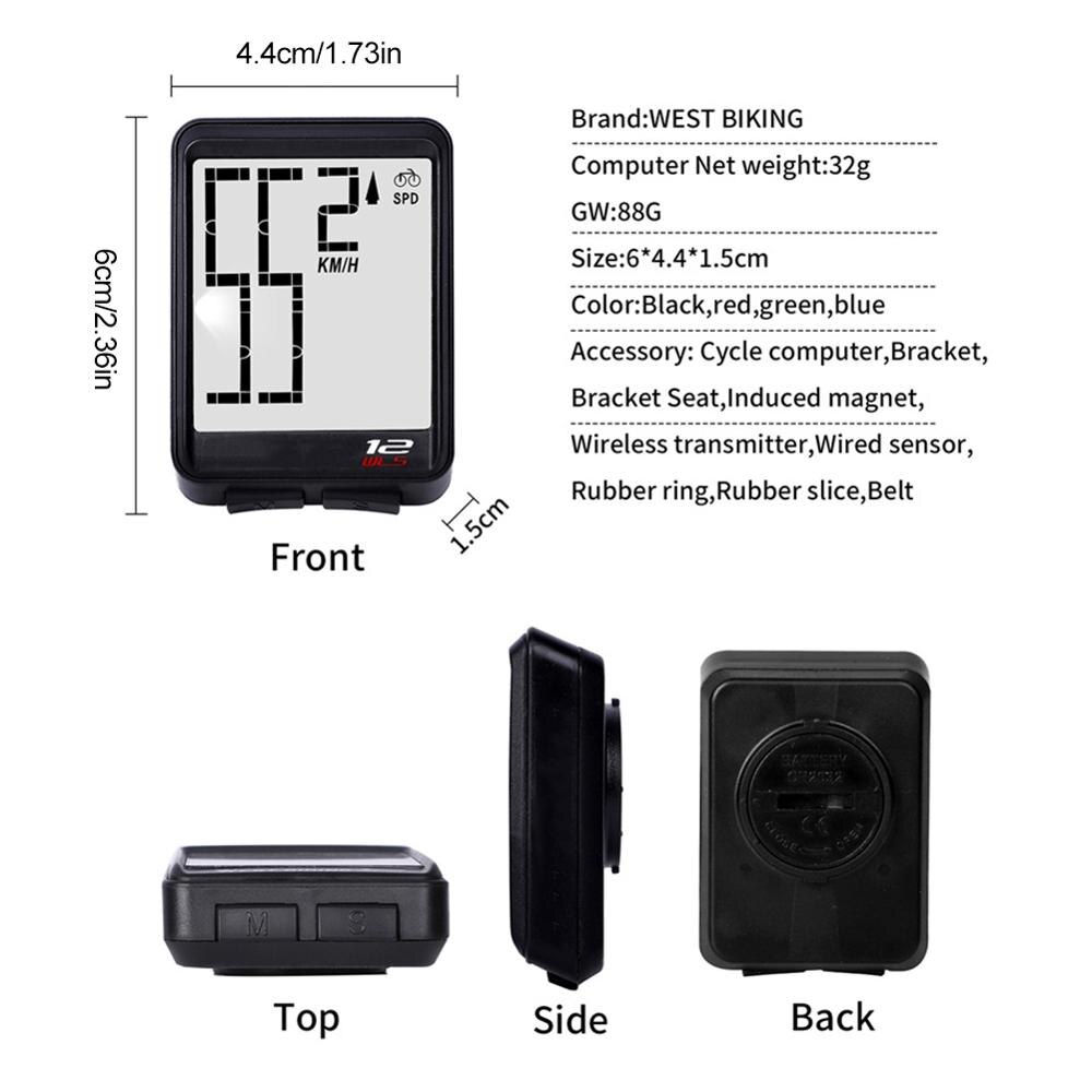 Mountain Bike Wireless Large Character Code Table MTB Waterproof Luminous Speedometer calorie counter Bicycle Accessories
