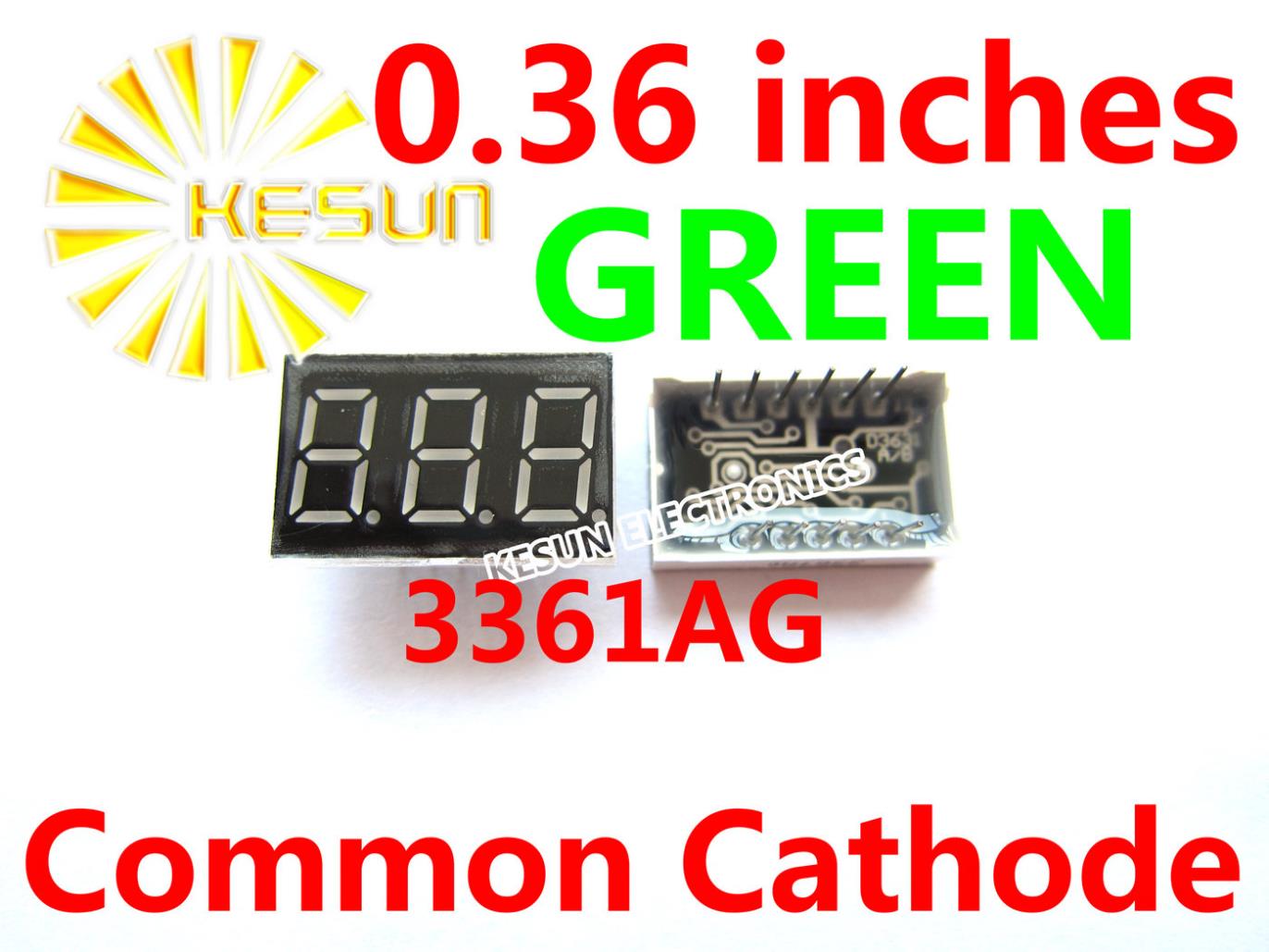 5PCS x 0.36 inches Green Common Cathode/Anode 3 Digital Tube 3361BG 3361AG LED Display Module