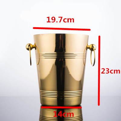 Stainless Steel wine ice Bucket Chiller golden Wine Bottle Cooler Champagne Beer Chiller Ice Barrel Silver Gold whiskey rack: 5L gold 19.7cm
