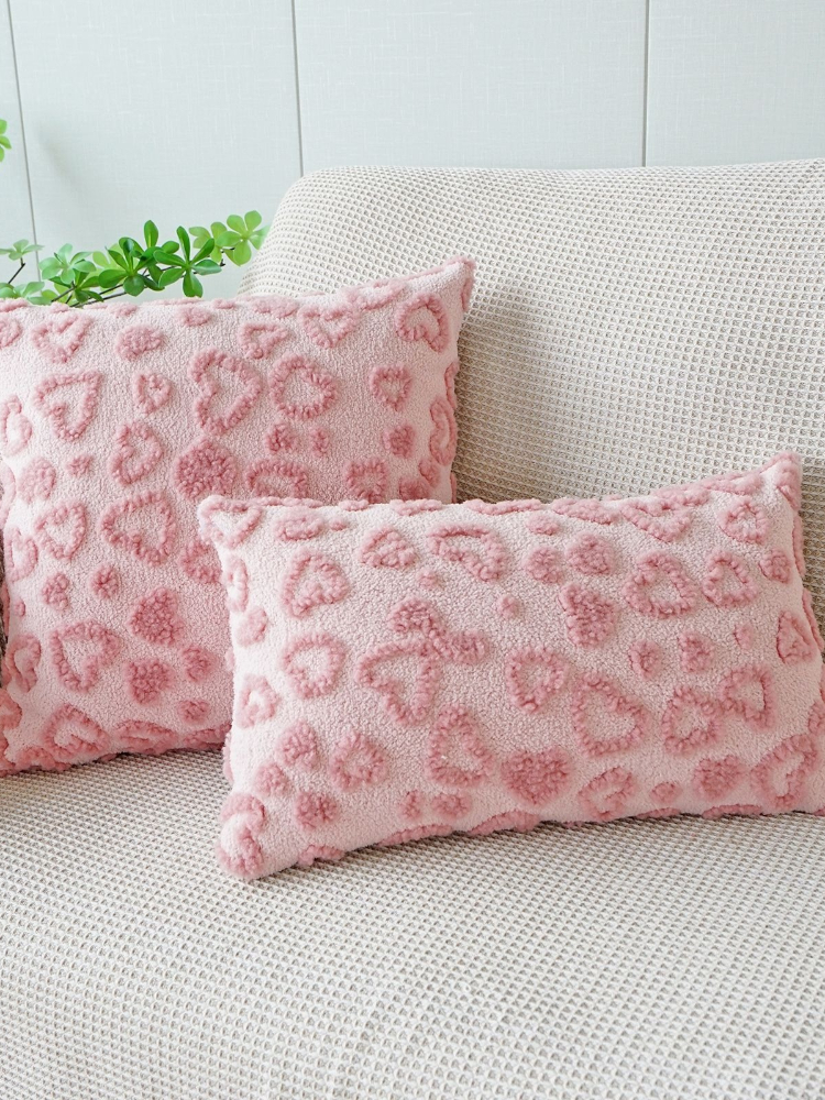 30x50/45X45CM Plush Heart-shaped Throw Pillow Cover Living Room Jacquard Waist Cushion Cover Decor Home Decorative Pillowcase