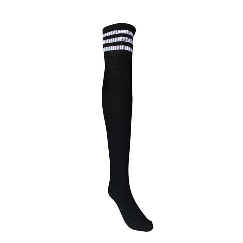 1 Pair Thigh High Socks Over Knee Girls Football Socks (Black)