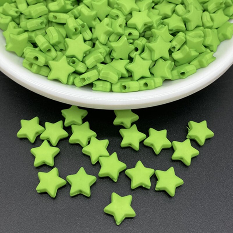 100 unids/lote 9mm cuentas acrílicas con forma de estrella de Color puro espaciador suelto para hacer joyería colgante collar pulsera hecha a mano DIY: YELLOW