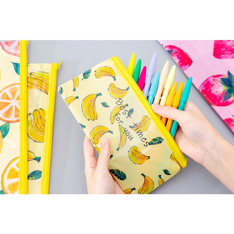 1pcs/lot Fruit Zipper pvc Pencil Case Pencil Bag Box school student Stationery