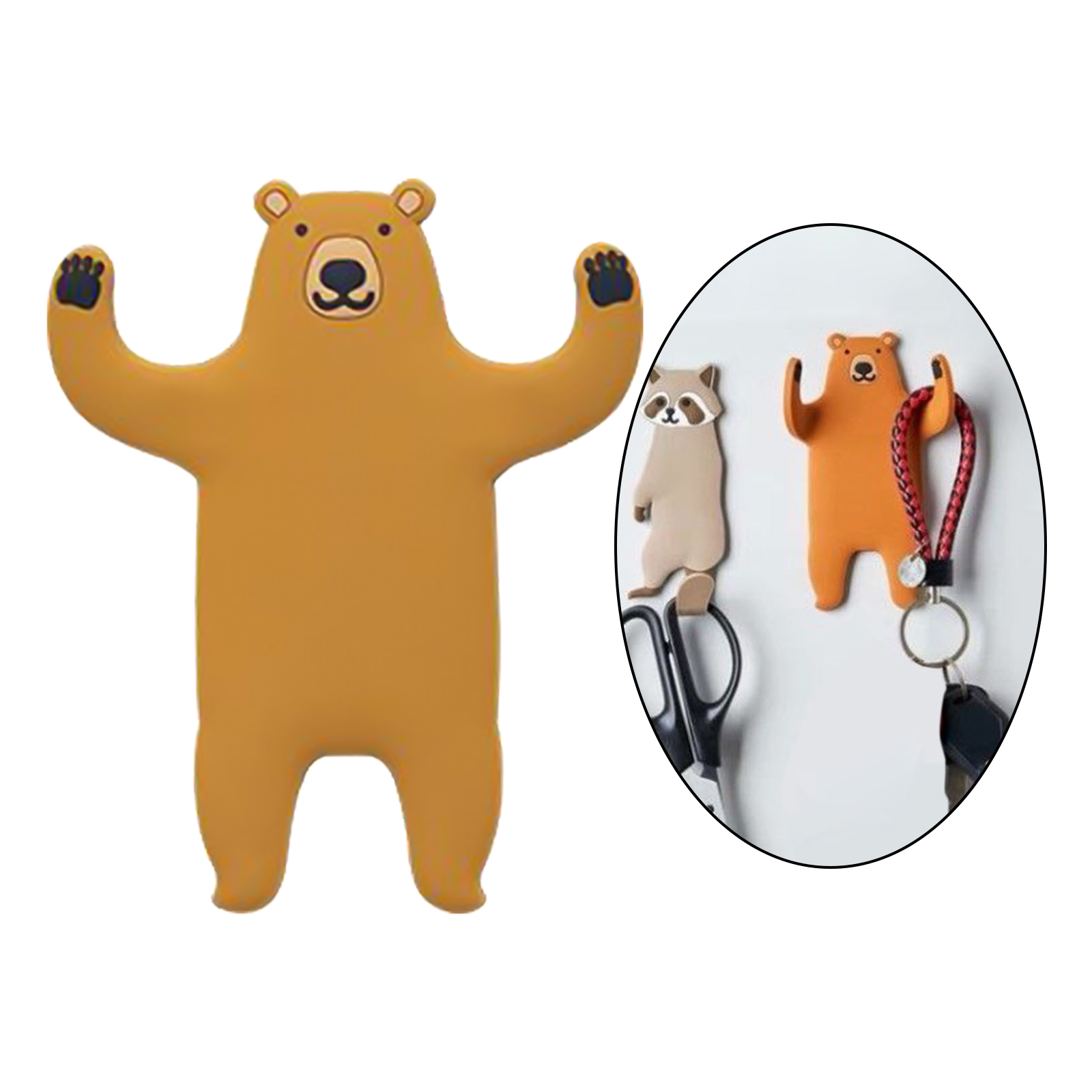 Leuke Cartoon Dier Muur Haak Creatieve Dier Haak Badkamer Keuken Haak Zelfklevende Sleutel Haken Voor Muur Home Decor Ambachten: Brown Bear
