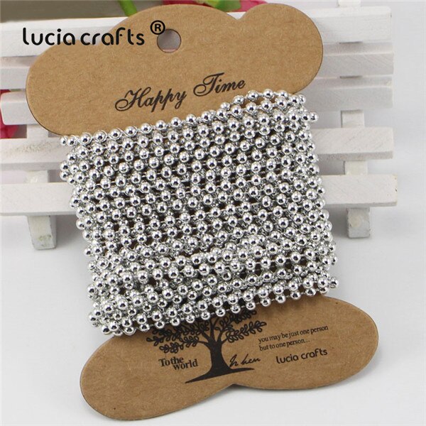 Lucia håndværk 5 yards / lot 3mm multi farver mulighed perler kæde krans fest dekoration tilbehør  c0501: Sølv
