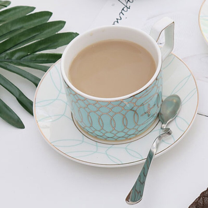 Geometrische lijn porseleinen koffiekopje en schotel engelse afternoon tea kopje britse zwarte theekop eenvoudige koffiebenodigdheden