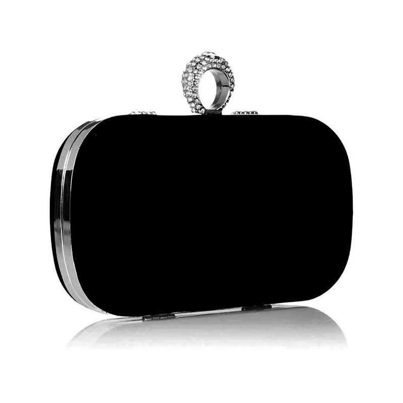 ASDS-1Pcs Suede Velvet Rhinestone Stud One Ring Decor Clutch Bag & 1Pcs Rhinestones Clutch Evening Bag Egg Shape Day Clutch