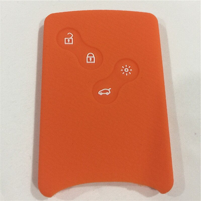 Silicone rubber car key cover case for Renault Clio Logan Megane 2 3 Koleos scenic card 4 button remote key: orange