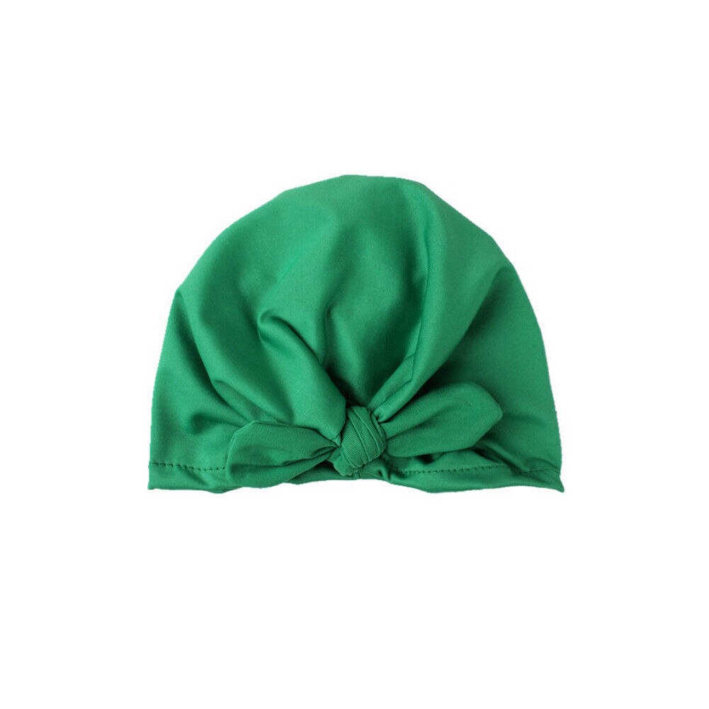 Gorro con lazo para bebé niña, gorro turbante de algodón para niño pequeño, accesorios para el cabello de la India, nuevos gorros suaves de rayón para bebé: green