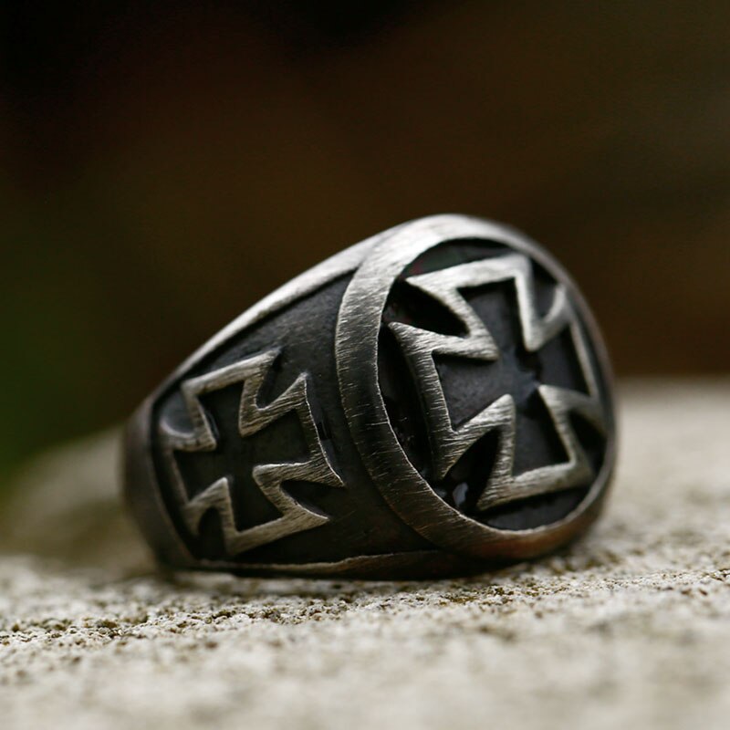 Beier-anillo Cruz de Hierro de acero inoxidable para hombre, 316L, pintura negra al óleo, joyería, LLBR8-073R: 12 / antique silver