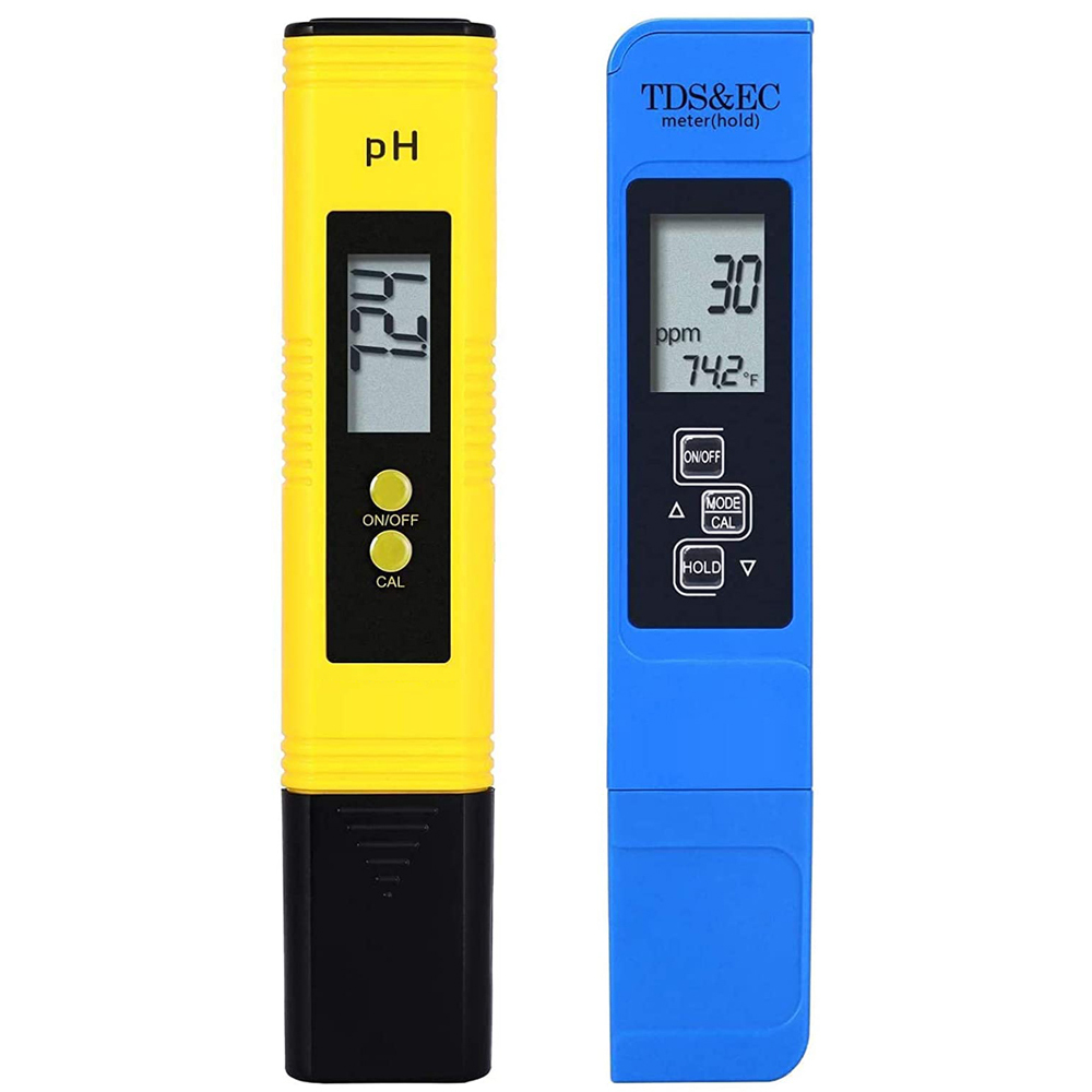 2 stks TDS PH Meter Digitale Water Tester 0.01ph Hoge Nauwkeurigheid PH Meter 0-9990ppm Temperatuur TEMP PPM Tester
